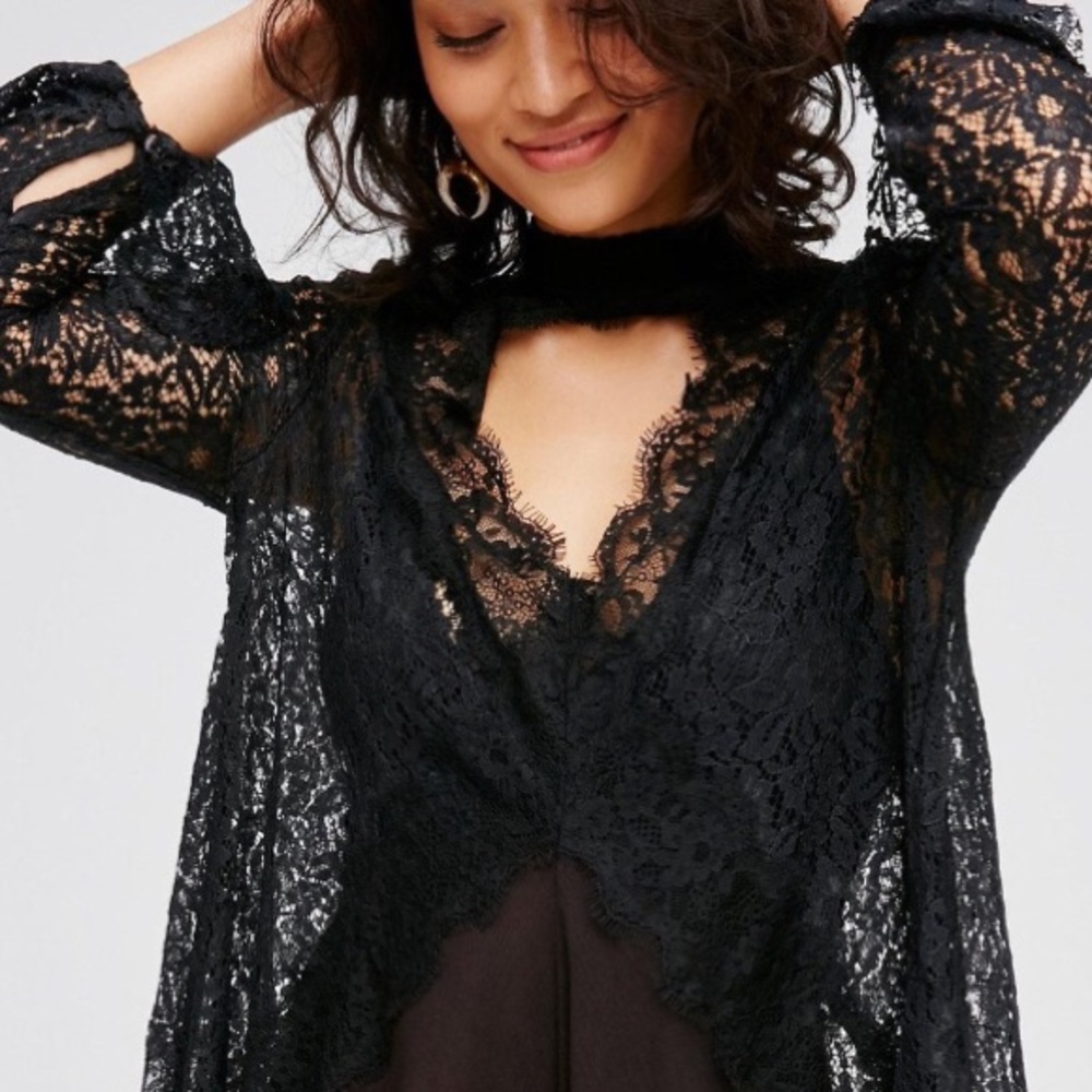 Black Secret Origins Lace Pieced Tunic DRESS NEW - Picture 1 of 6
